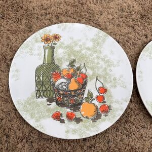 Vintage Texas Ware Melamine Dinner Plates Set of 4 Fruit Still Life MCM 9.75"